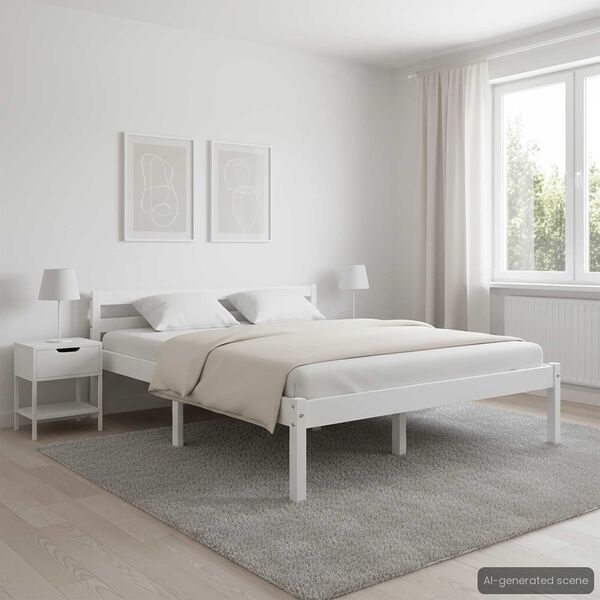 vidaXL Estructura de cama sin colch&oacute;n madera de pino blanco 140x200 cm