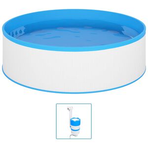 vidaXL Piscina de chapoteo skimmer colgante y bomba 350x90 cm blanco