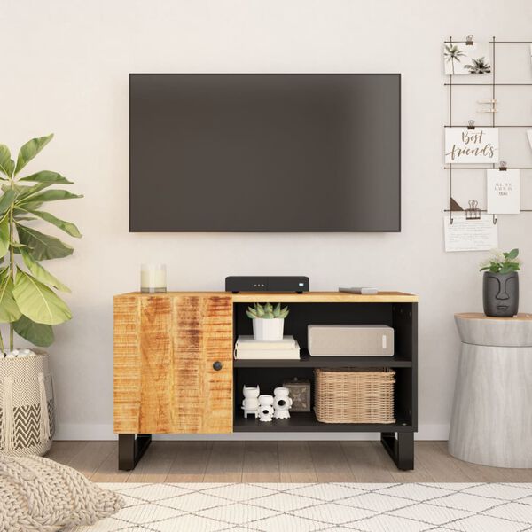 vidaXL Mueble de TV madera mango y madera contrachapada 80x33x46 cm
