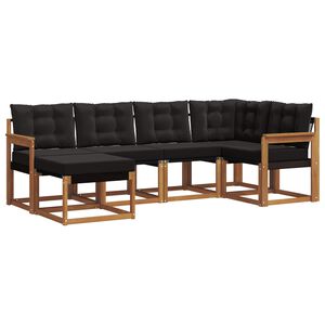 vidaXL Conjunto de sof&aacute;s de exterior con coj&iacute;n 6 pcs Natural y negro