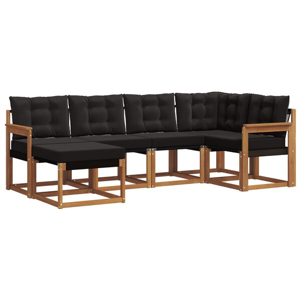 vidaXL Conjunto de sof&aacute;s de exterior con coj&iacute;n 6 pcs Natural y negro
