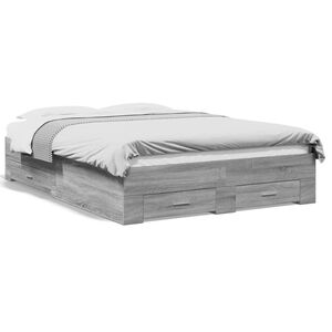 vidaXL Cama con cajones madera ingenier&iacute;a gris Sonoma 140x190 cm