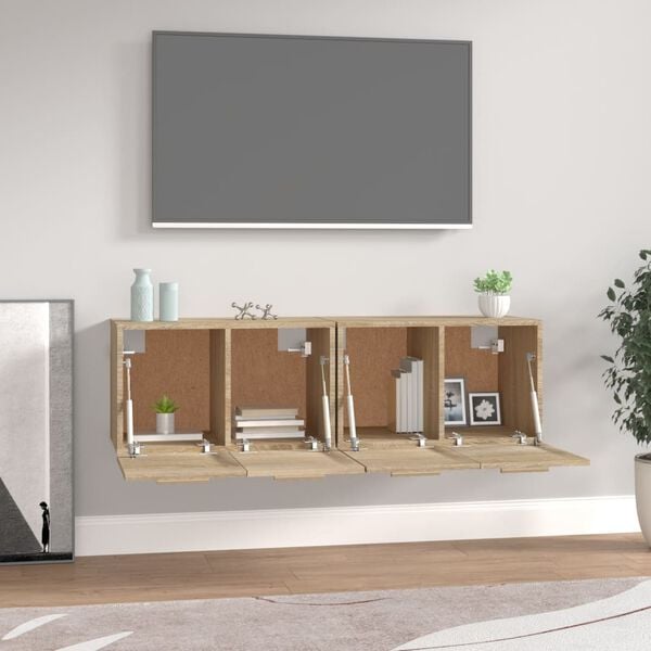 vidaXL Armarios de pared 2 uds contrachapada roble Sonoma 60x36,5x35cm