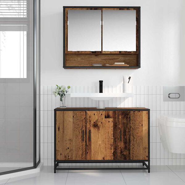 vidaXL Mueble de Cuarto de Ba&ntilde;o Madera envejecida 90 x 33 x 60 cm