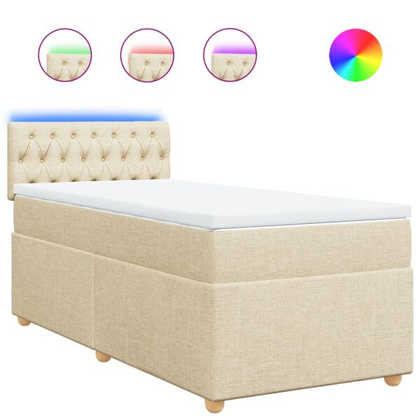 vidaXL Cama box spring con colch&oacute;n tela color crema 90x200 cm