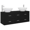 vidaXL Juego de muebles de ba&ntilde;o 3 uds. Negro 49,5 x 44,5 x 65 cm