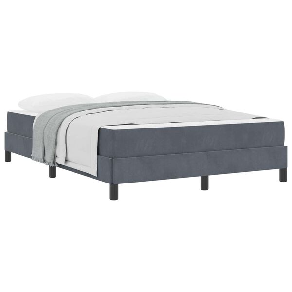 vidaXL Cama tipo Box Spring con colch&oacute;n Gris oscuro 140 x 220 cm tela