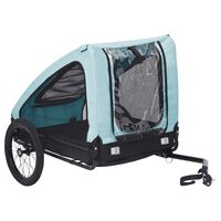 vidaXL Remolque de bicicleta para mascotas azul y negro