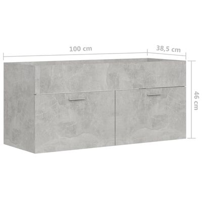 vidaXL Armario para lavabo aglomerado gris hormigón 100x38,5x46 cm