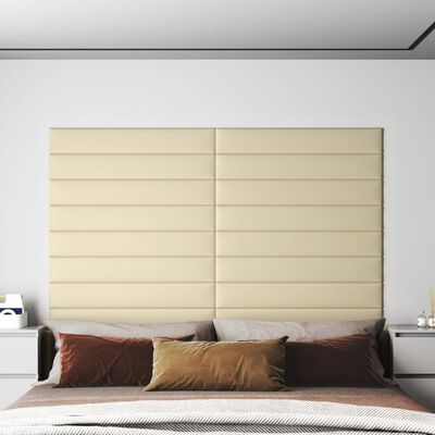vidaXL Paneles de pared 12 uds cuero sintético crema 90x15 cm 1,62 m²