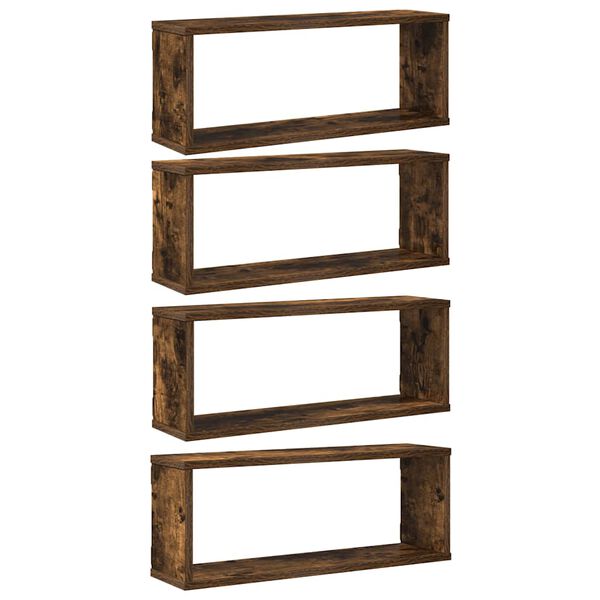 vidaXL Estantes cúbicos de pared 4 uds madera roble ahumado 60x15x23cm