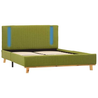 vidaXL Estructura de cama con LED tela verde 120x200 cm