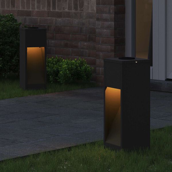 vidaXL Luz de Sendero LED Solar 2 pcs Negro Acero laminado en fr&iacute;o