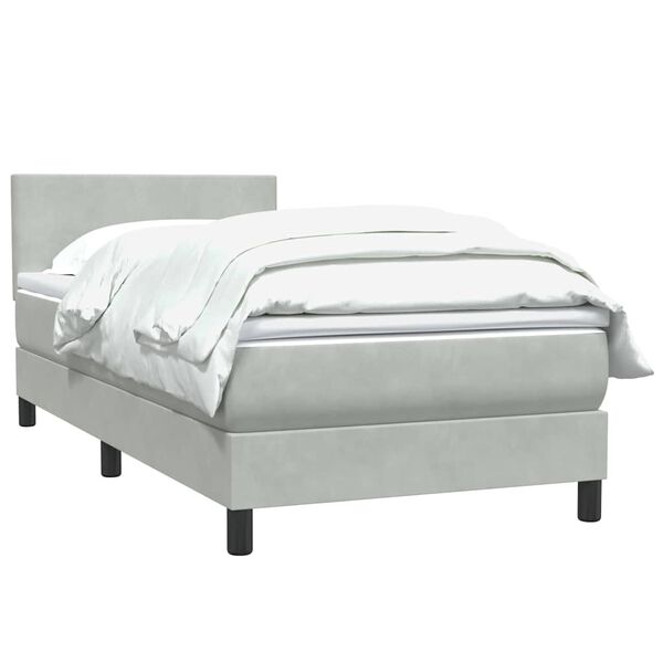 vidaXL Cama box spring con colch&oacute;n terciopelo gris claro 80x210 cm