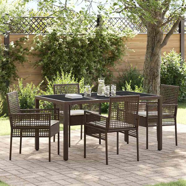 vidaXL Conjunto de Comedor de Jard&iacute;n 5 pcs Marr&oacute;n rat&aacute;n sint&eacute;tico