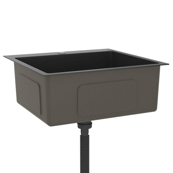 vidaXL Fregadero hecho a mano de acero inoxidable negro