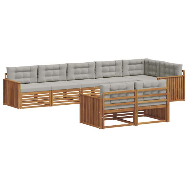 vidaXL Conjunto de sof&aacute;s de exterior 8 pcs Gris Natural y Claro