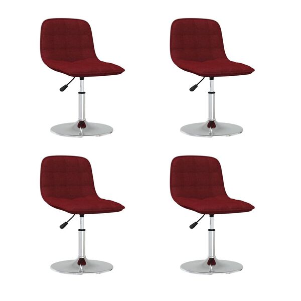 vidaXL Sillas de comedor giratorias 4 unidades tela rojo vino tinto