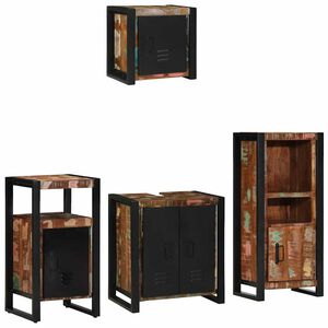 vidaXL Juego de muebles de baño 4 pcs Marrón Madera sólida recuperada