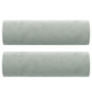 vidaXL Cojines decorativos 2 uds terciopelo gris claro Ø15x50 cm