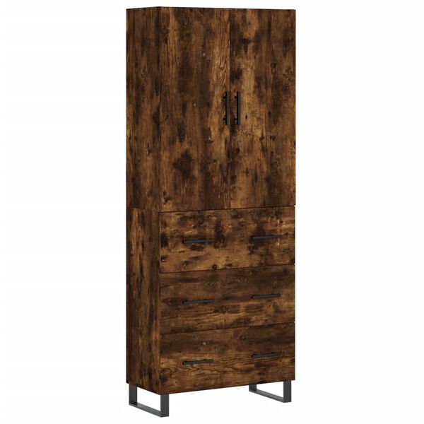 vidaXL Aparador alto madera contrachapada roble ahumado 69,5x34x180 cm
