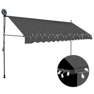 vidaXL Toldo manual retr&aacute;ctil con LED gris antracita 350 cm