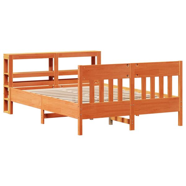 vidaXL Cama sin colch&oacute;n madera maciza pino marr&oacute;n cera 150x200 cm