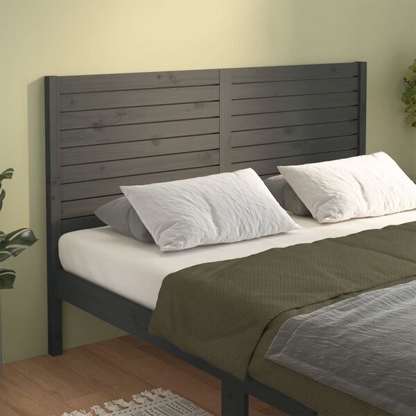 vidaXL Cabecero de cama madera maciza de pino gris 146x4x100 cm