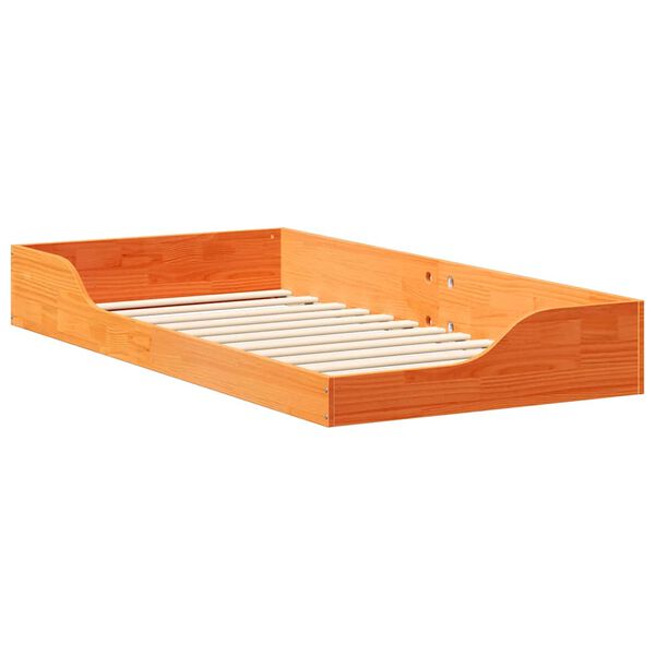 vidaXL Estructura de cama Marrón cera 90 x 190 cm