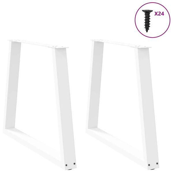 vidaXL Patas para mesa de comedor en forma de V (2 unidades), color blanco, 80 x (72-73,3) cm, acero