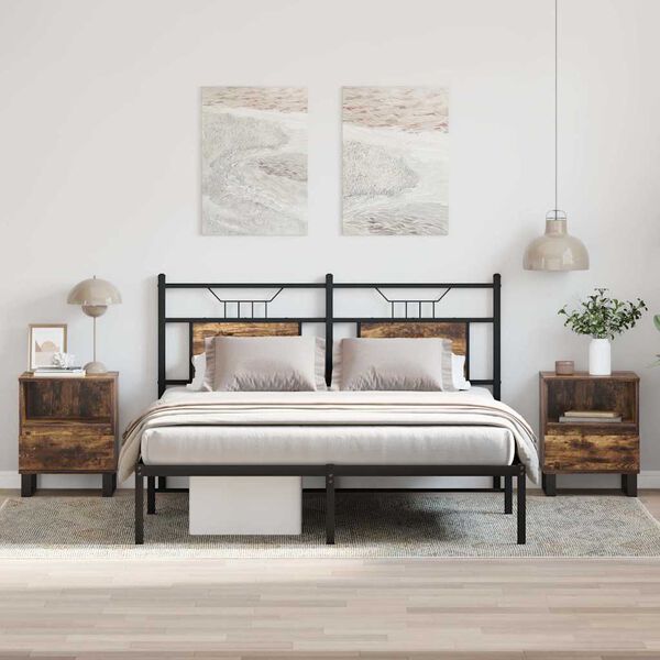 vidaXL Mesitas noche 2 uds madera ingeniería roble ahumado 40x35x50 cm