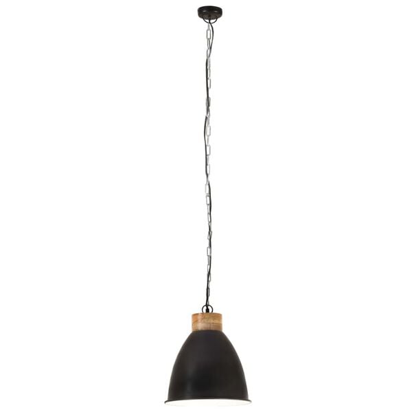 vidaXL L&aacute;mpara colgante industrial hierro negro y madera 35 cm E27
