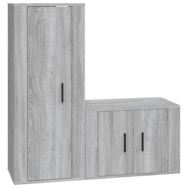 vidaXL Set de muebles para TV 2 pzas madera contrachapada gris Sonoma