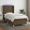 vidaXL Cama box spring colch&oacute;n y luces LED tela gris taupe 90x200 cm