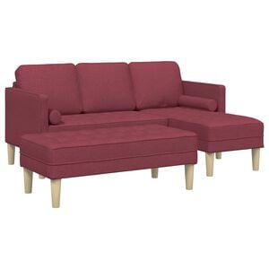 vidaXL Juego de Sof&aacute; 2 uds. Rojo vino Poli&eacute;ster