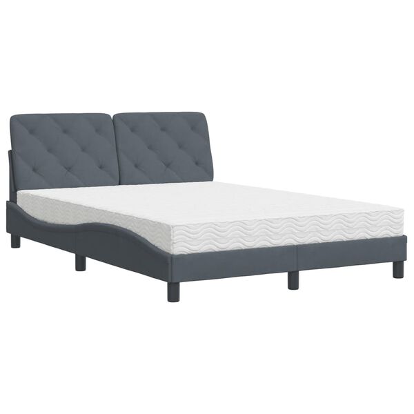 vidaXL Cama con colchón terciopelo gris oscuro 140x200 cm