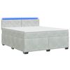 vidaXL Cama con Base Tapizada, Colch&oacute;n y Luz LED Gris Claro
