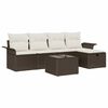 vidaXL Conjunto de sof&aacute; de jard&iacute;n con coj&iacute;n 6 pcs Marr&oacute;n Polirat&aacute;n