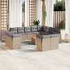 vidaXL Set sof&aacute;s de jard&iacute;n con cojines 13 pzas rat&aacute;n sint&eacute;tico beige