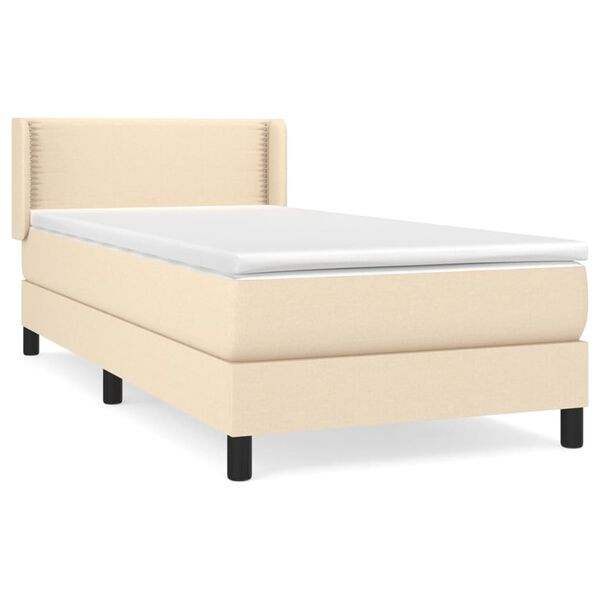 vidaXL Cama box spring con colch&oacute;n tela color crema 100x200 cm