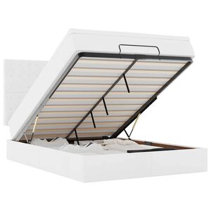 vidaXL Estructura cama otomana colch&oacute;n cuero sint&eacute;tico blanco