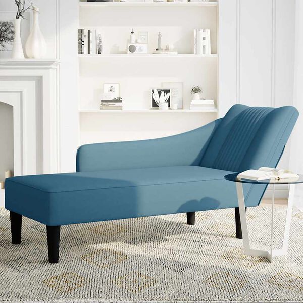 vidaXL Chaise longue con reposabrazos derecho terciopelo azul