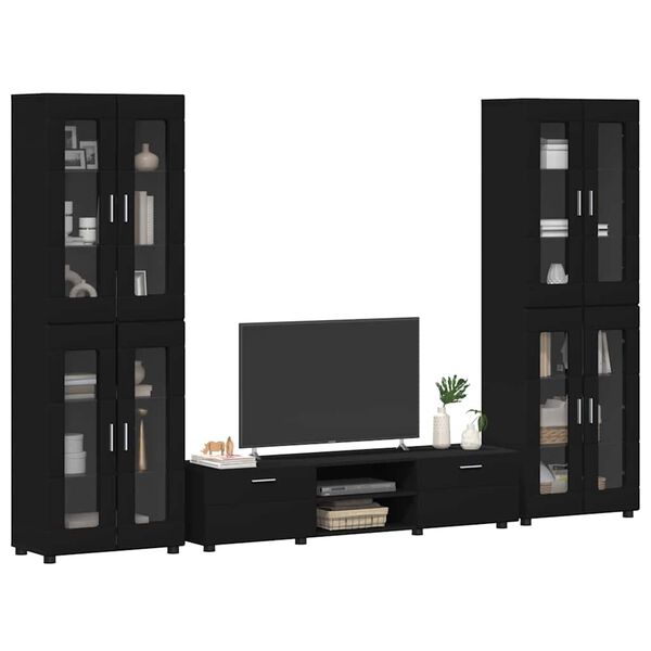 vidaXL Conjunto de mueble de TV FLORIN Negro Madera de ingenier&iacute;a