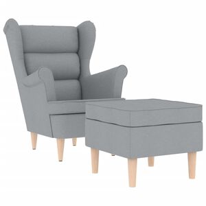 vidaXL Sill&oacute;n con reposapi&eacute;s tela gris claro