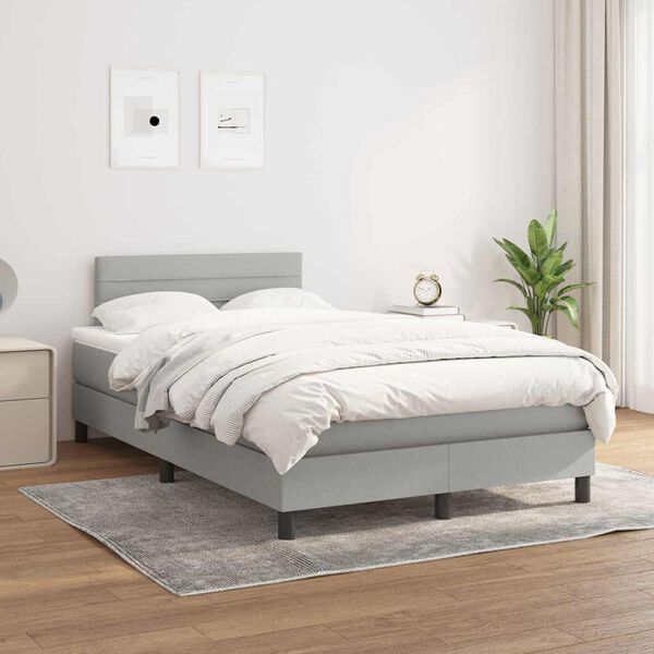 vidaXL Cama box spring con colch&oacute;n tela gris claro 120x190 cm