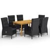 vidaXL Juego de comedor de jard&iacute;n de 7 piezas negro