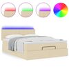 vidaXL Cama otomana con colch&oacute;n LED crema 140x190 cm tela