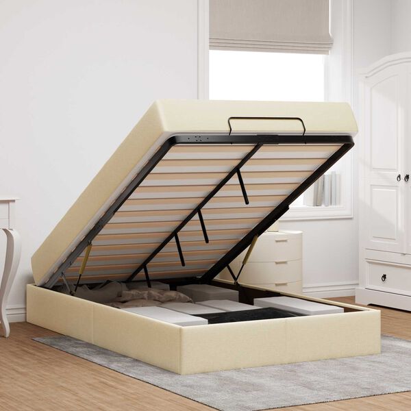 vidaXL Estructura de cama con colch&oacute;n con colch&oacute;n 2 pcs Crema tela