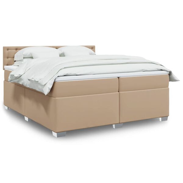 vidaXL Cama box spring con colch&oacute;n cuero sint&eacute;tico capuchino 200x200cm