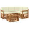 vidaXL Conjunto de sof&aacute;s de exterior 5 uds. Natural y Crema Poli&eacute;ster
